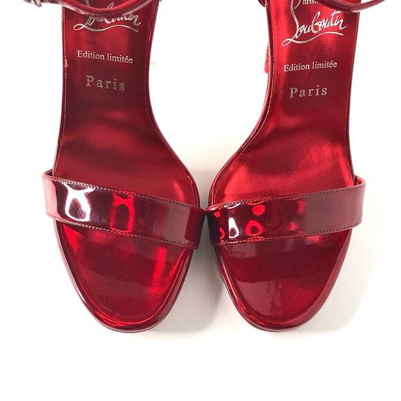 NEW Christian Louboutin Loubi Vega Red Crystal Embellished Strappy Sandals 38 - Picture 6 of 9